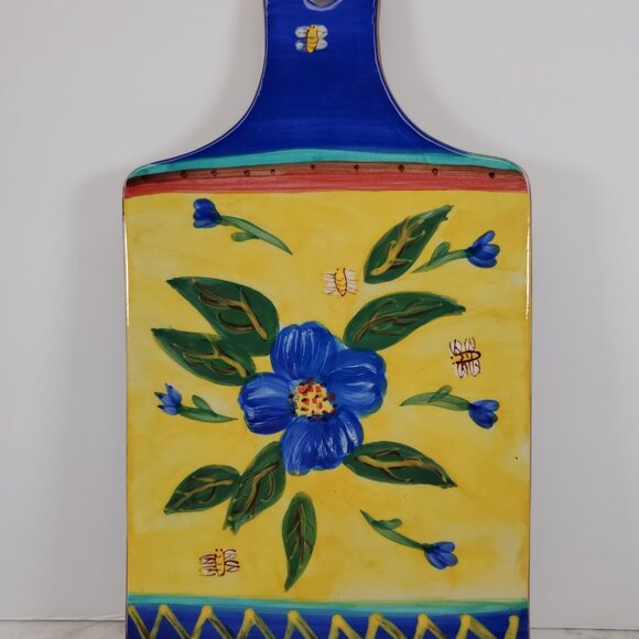 Hand-Painted Ceramic Cutting Board & Cheese Knife Set Linda Raffell - Picture 4 of 9
